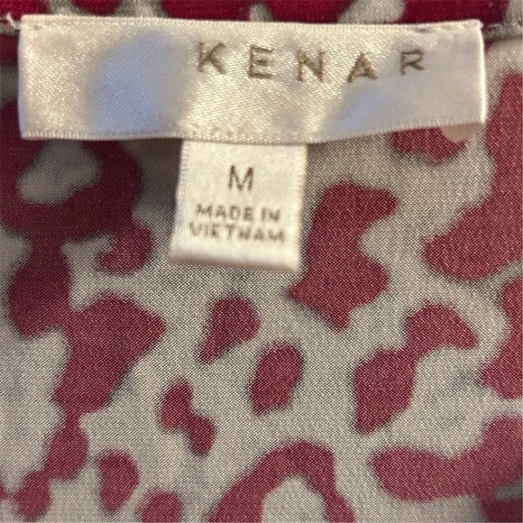 Kenar Women's M Fuchsia Leopard Print 3/4 Sleeve Blouse - Picture 5 of 8